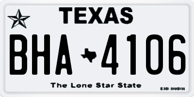 TX license plate BHA4106