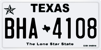 TX license plate BHA4108