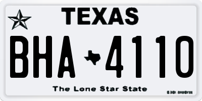 TX license plate BHA4110