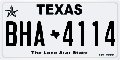 TX license plate BHA4114