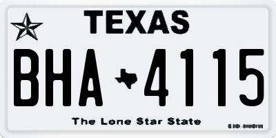 TX license plate BHA4115