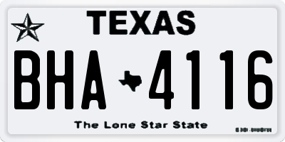 TX license plate BHA4116