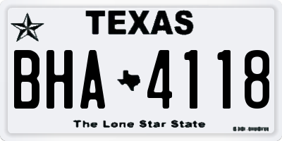 TX license plate BHA4118