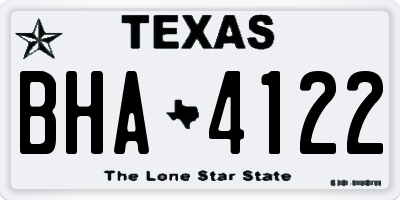 TX license plate BHA4122