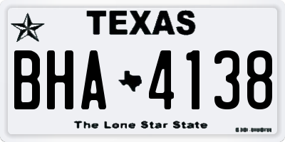 TX license plate BHA4138