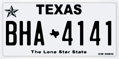 TX license plate BHA4141