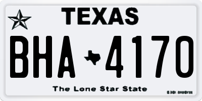 TX license plate BHA4170