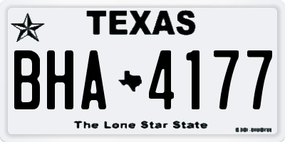 TX license plate BHA4177