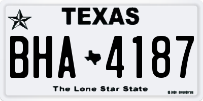 TX license plate BHA4187