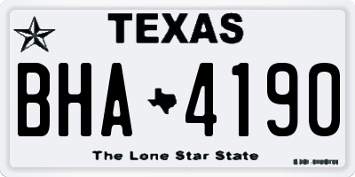 TX license plate BHA4190
