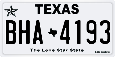 TX license plate BHA4193