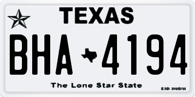 TX license plate BHA4194