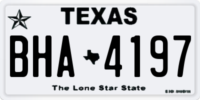 TX license plate BHA4197