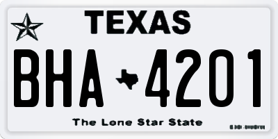 TX license plate BHA4201