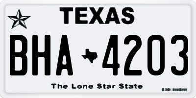 TX license plate BHA4203