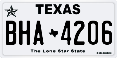 TX license plate BHA4206