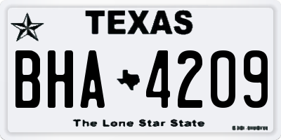 TX license plate BHA4209