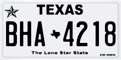 TX license plate BHA4218