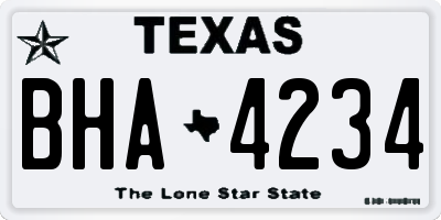 TX license plate BHA4234
