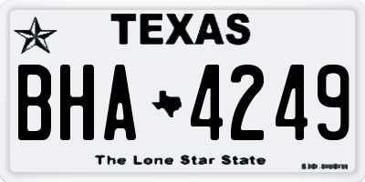 TX license plate BHA4249