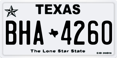 TX license plate BHA4260