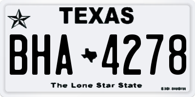TX license plate BHA4278