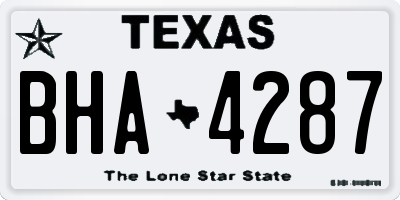TX license plate BHA4287