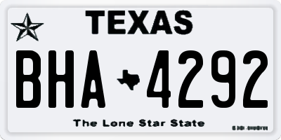 TX license plate BHA4292