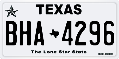 TX license plate BHA4296