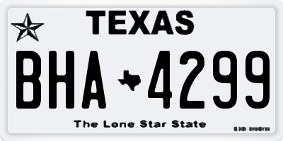 TX license plate BHA4299