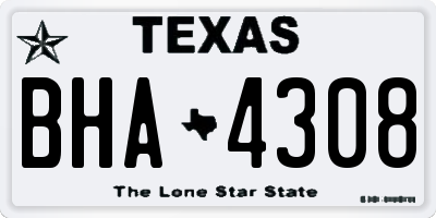 TX license plate BHA4308