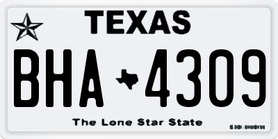 TX license plate BHA4309