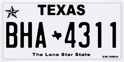 TX license plate BHA4311