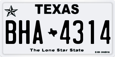 TX license plate BHA4314