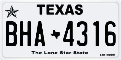 TX license plate BHA4316