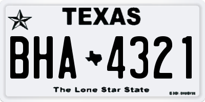 TX license plate BHA4321