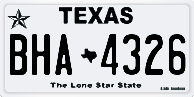 TX license plate BHA4326