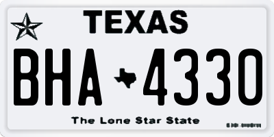 TX license plate BHA4330