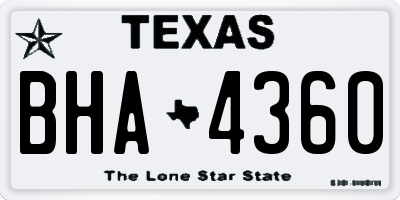 TX license plate BHA4360