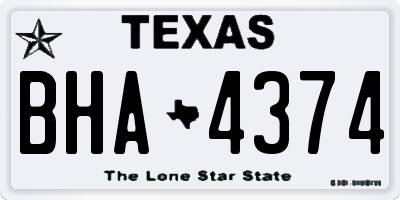 TX license plate BHA4374