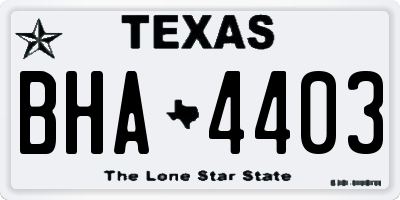 TX license plate BHA4403