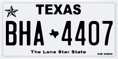 TX license plate BHA4407