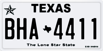 TX license plate BHA4411