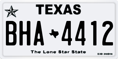 TX license plate BHA4412