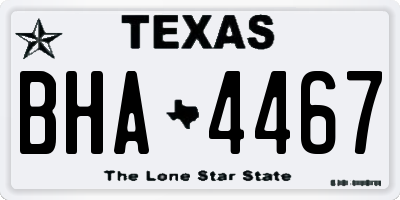 TX license plate BHA4467