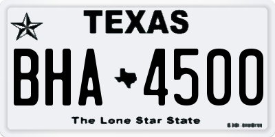 TX license plate BHA4500