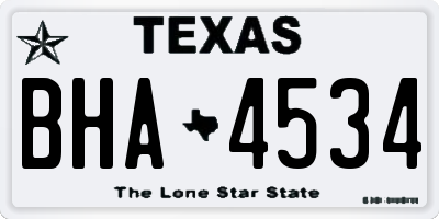TX license plate BHA4534