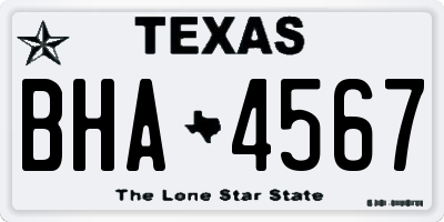 TX license plate BHA4567