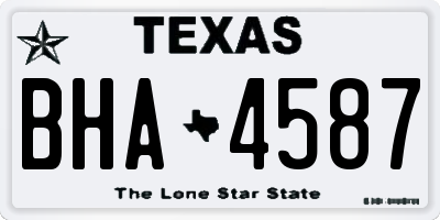 TX license plate BHA4587