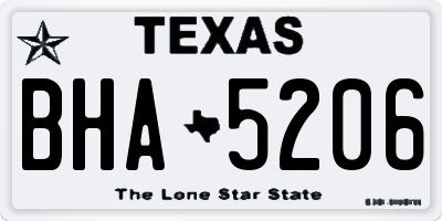 TX license plate BHA5206